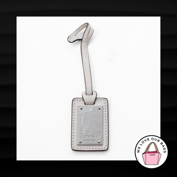 TIGNANELLO TAN TAUPE LEATHER SILVER METAL KEY FOB BAG CHARM KEYCHAIN HANG TAG - Picture 1 of 1